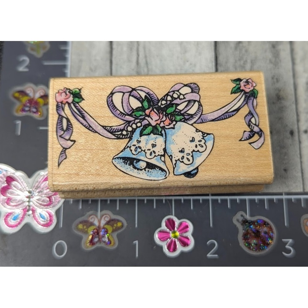 Stampendous Wedding Bells L006 1994 Rubber Stamp Wood #L29